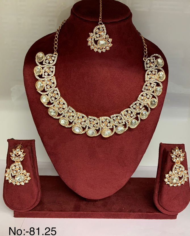 Nr Diamond Necklace Mang tikka With Earring Catalog
